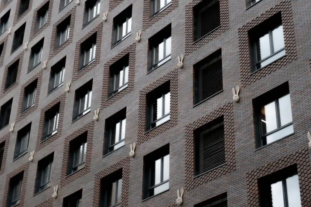 Brick facade with symmetrical windows