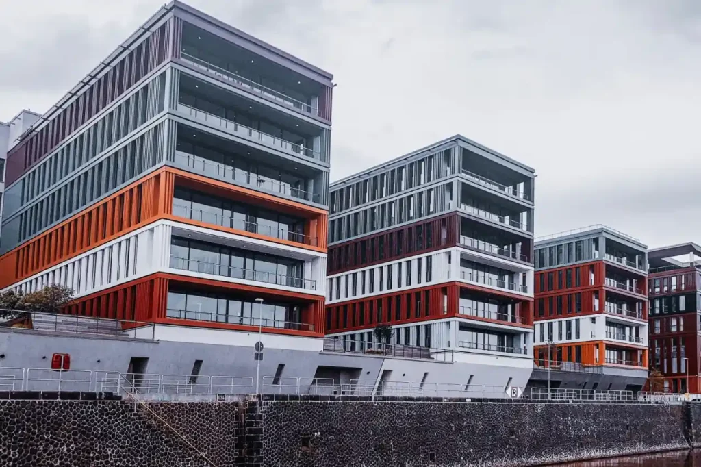 Contemporary waterfront apartment buildings