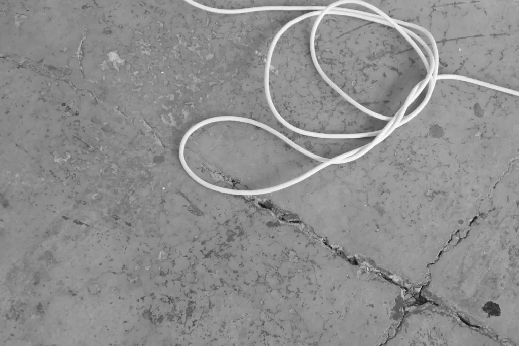 Cracked and textured concrete floor