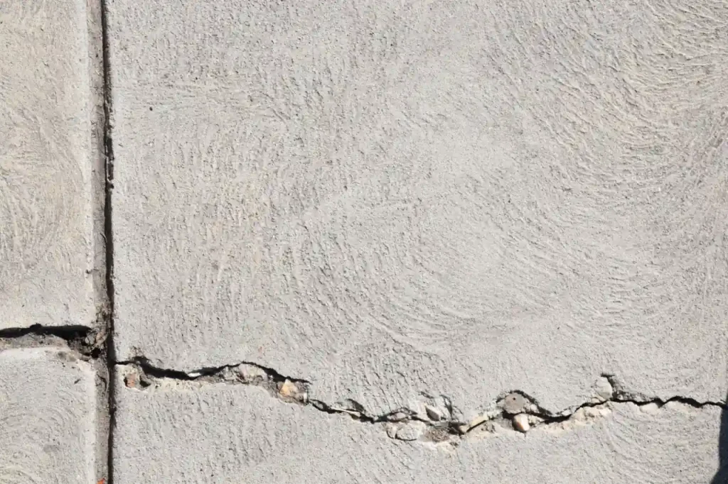 Cracked concrete surface with damage