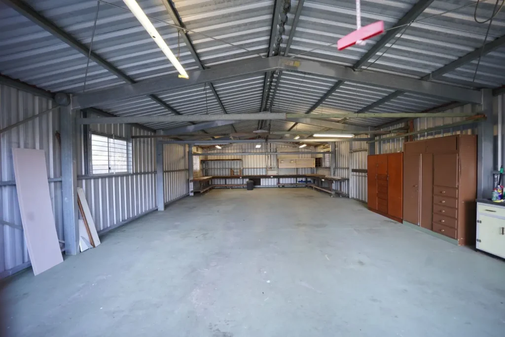 Industrial garage with concrete floor