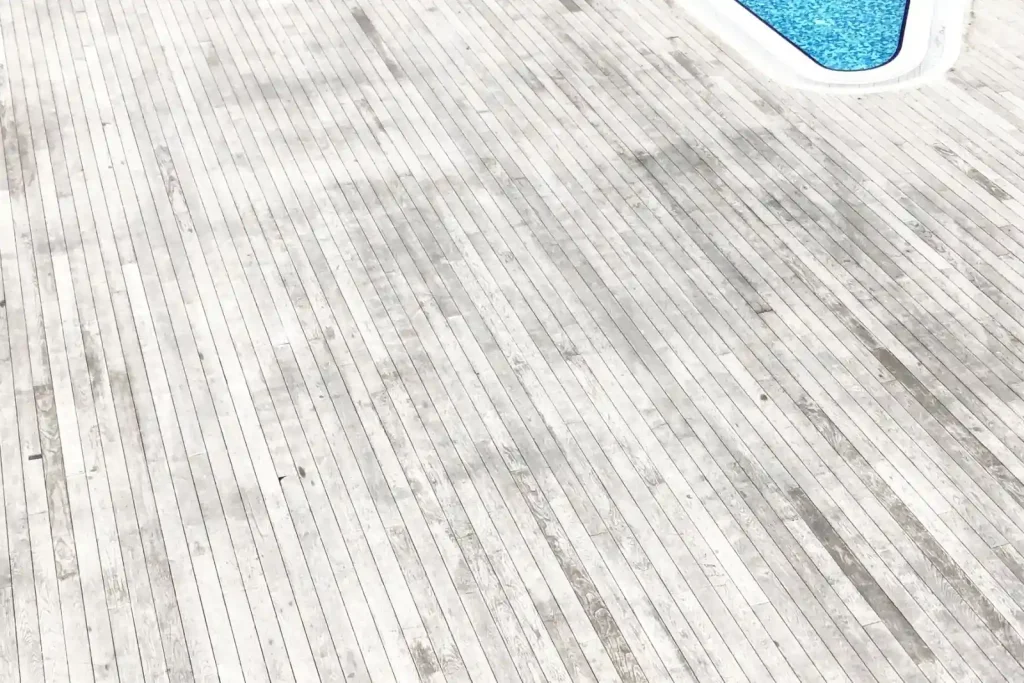 Minimalist wooden deck from above