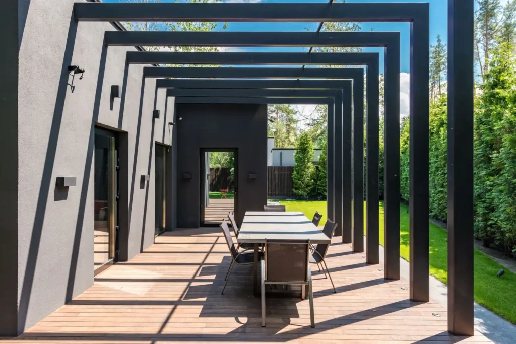 Patio with a pergola structure