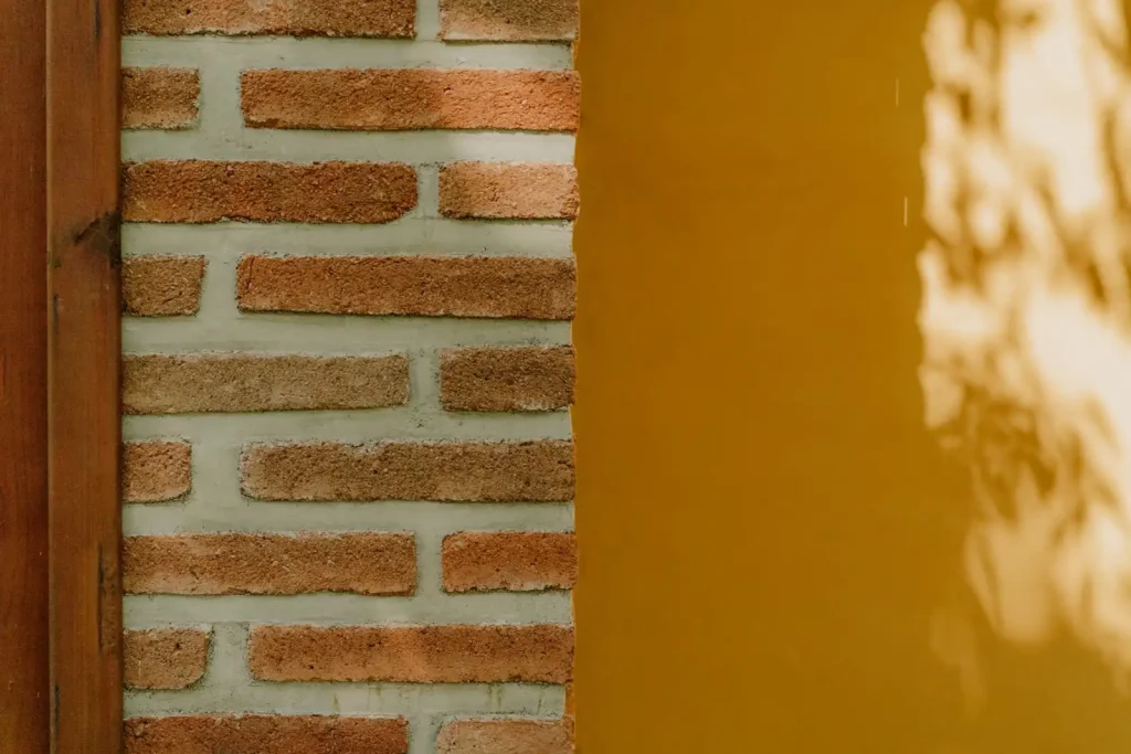Red brick wall with contrasting detail