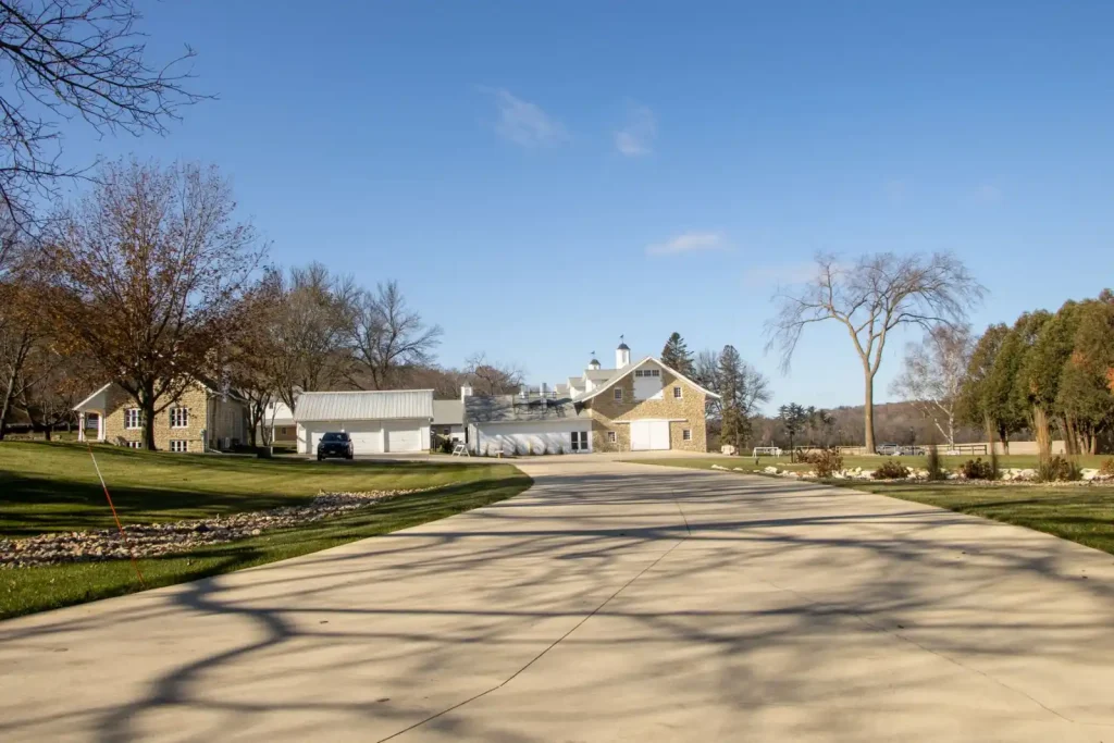Rural property with a long driveway