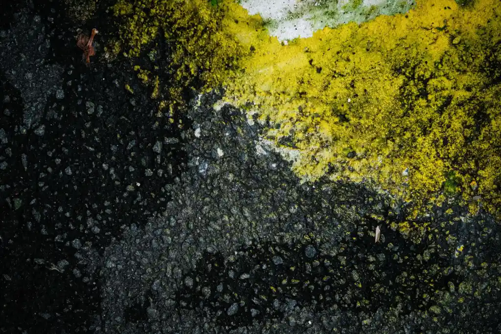 Urban pavement with heavy staining