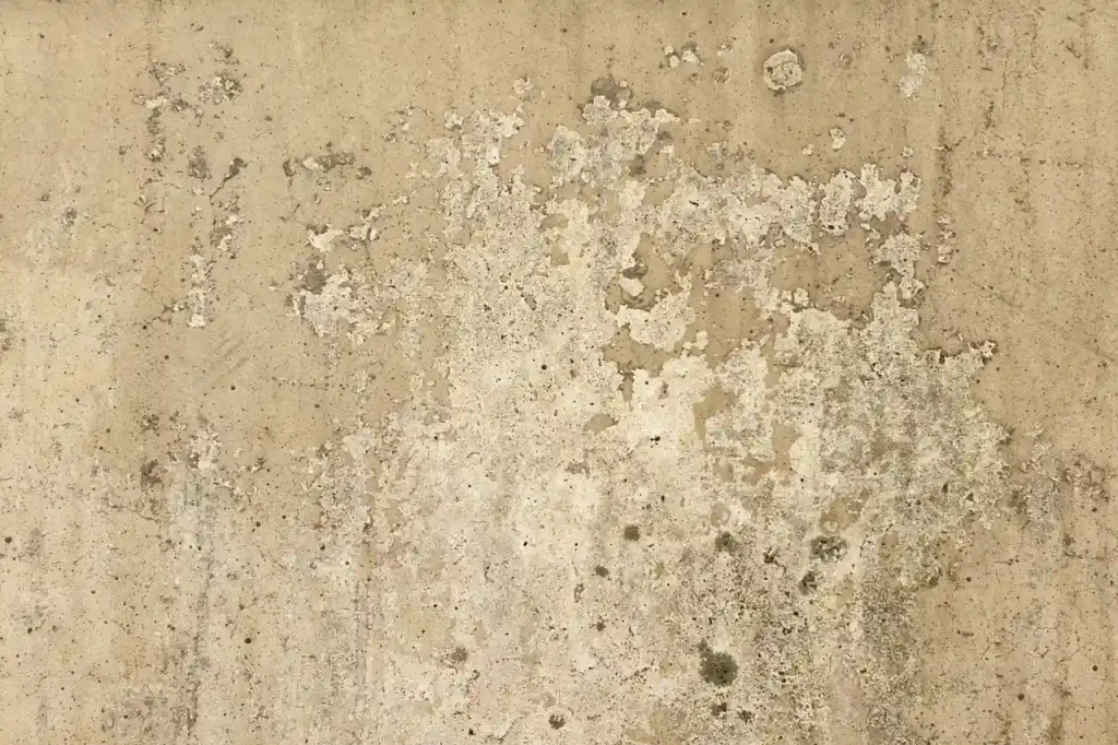 Weathered concrete wall with peeling paint